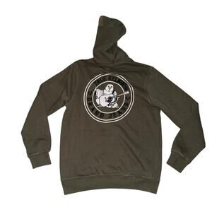 True Religion Budda Logo Seal Full Zip Hoodie Olive Green Stretch Size Large